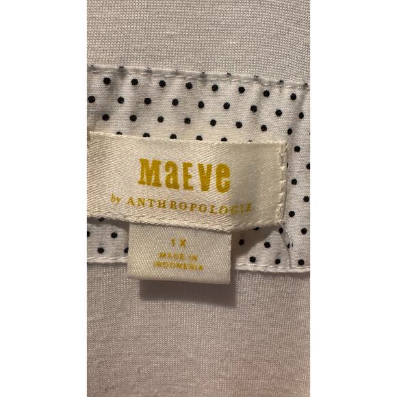 Maeve by Anthropologie Mid-2010s Ivory Black Piped Stretch Midi Dress Size 1X - Picture 10 of 10